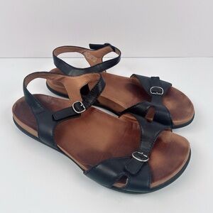 Dansko Judith Adjustable Sandal for Women Leather Linings and Uppers Sz 39 Black